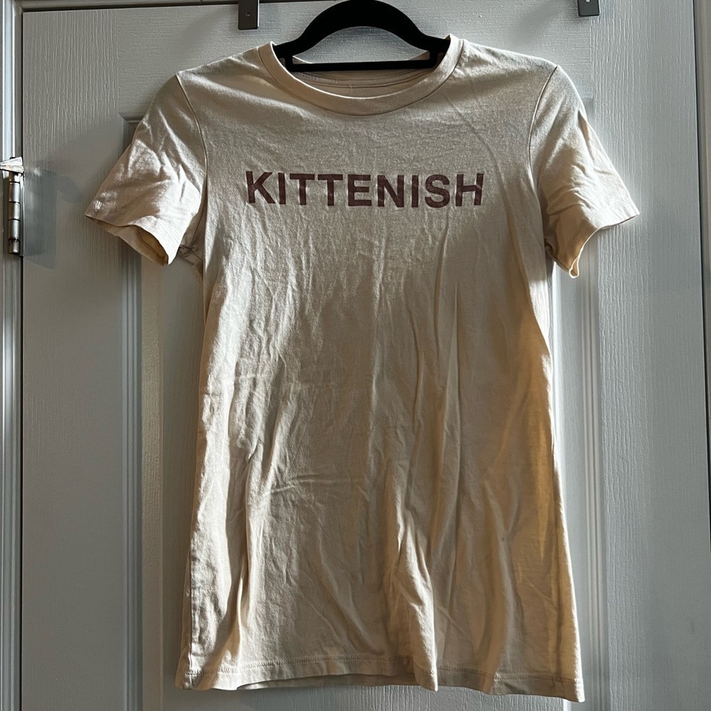 Kittenish Cream Tee with Dusty Rose Logo